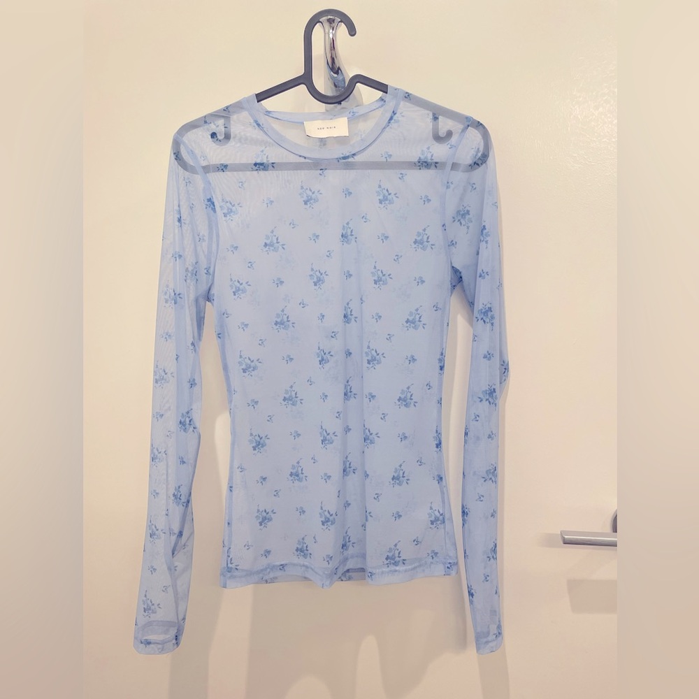 Neo Noir sheer top, size M, Baby Blue